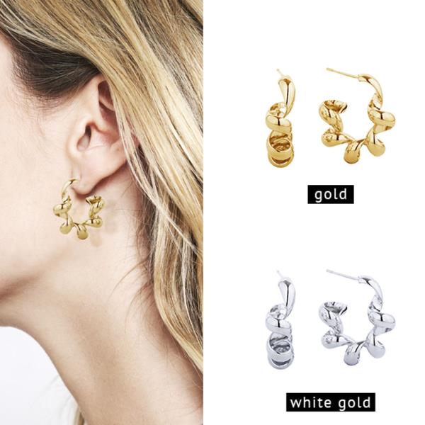 14K GOLD/WHITE GOLD DIPPED POST HOOP EARRING