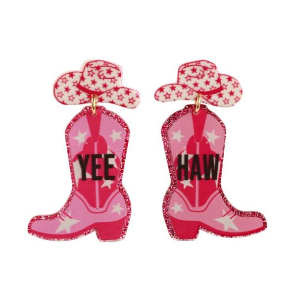 ACRYLIC TEXAS BOOTS POST EARRINGS