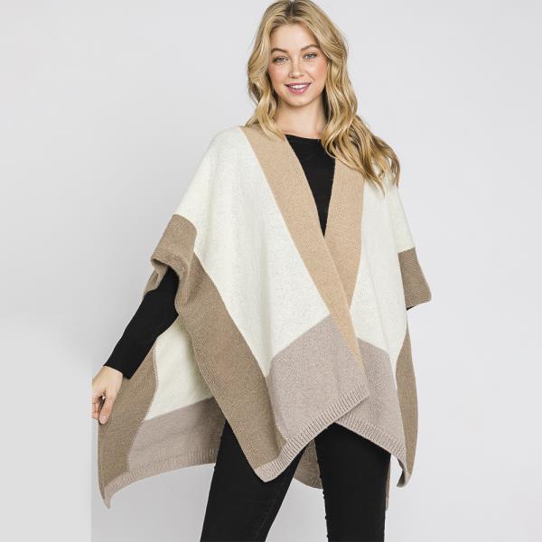 SOFT COLOR BLOCKED RUANA