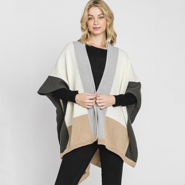 SOFT COLOR BLOCKED RUANA