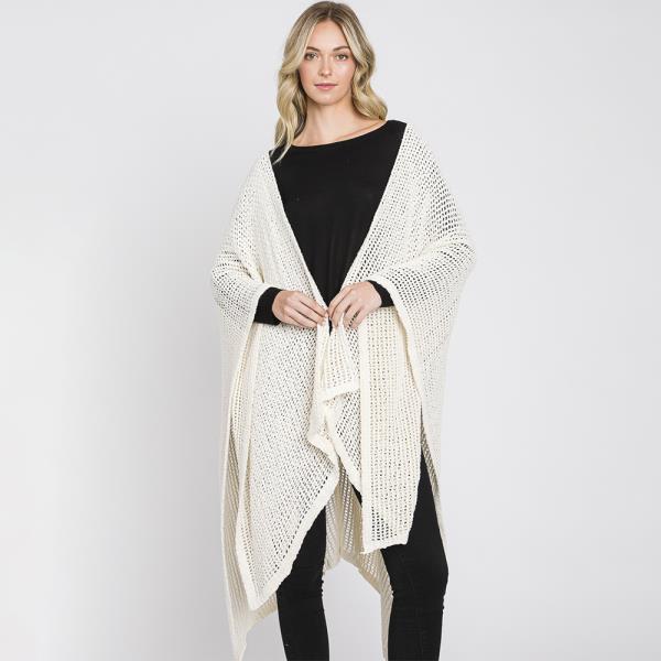 SOLID CHENILLE CROCHET RUANA