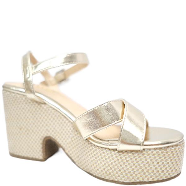 METALLIC CROSSOVER STRAP WEDGES 12 PAIR