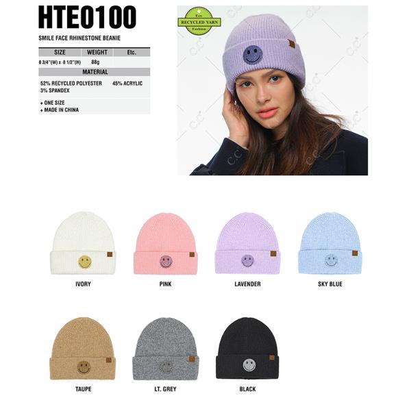 CC SMILE FACE RHINESTONE BEANIE