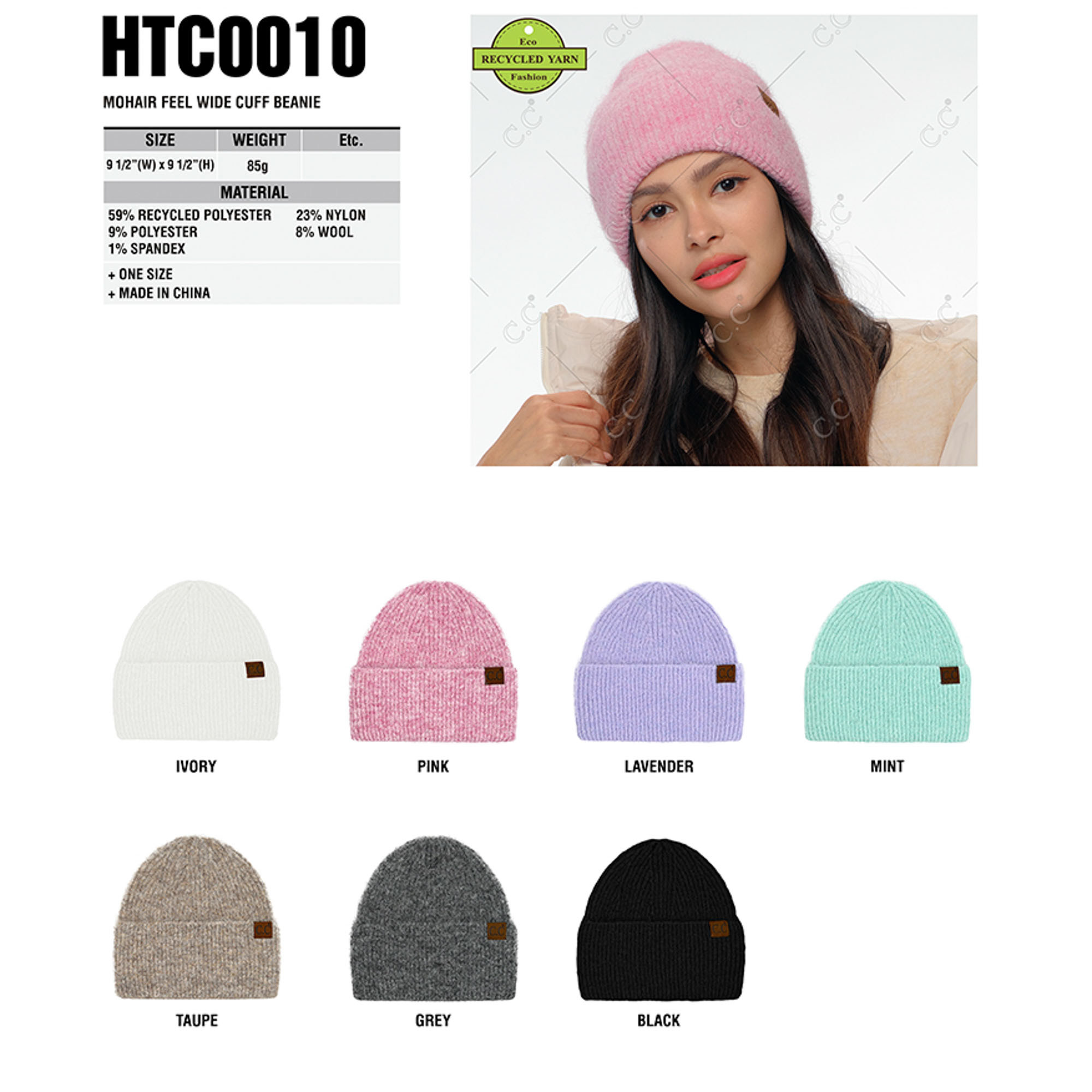 CC MOHAIR FEEL WIDE CUFF BEANIE
