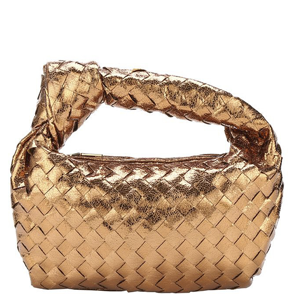 DESIGN FAUX LEATHER WOVEN HANDBAG