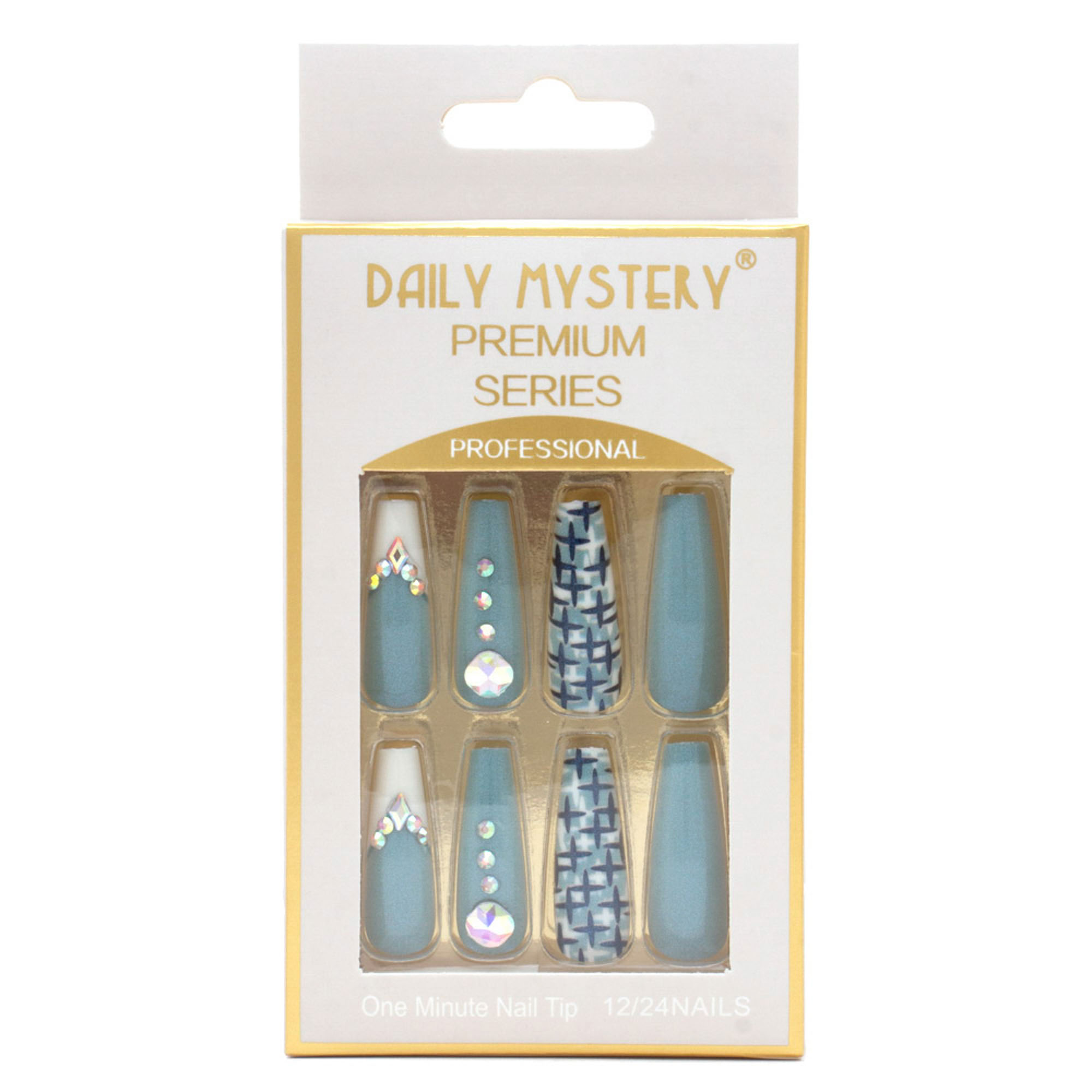 CROSS RHINESTONE PATTERN NAIL TIPS