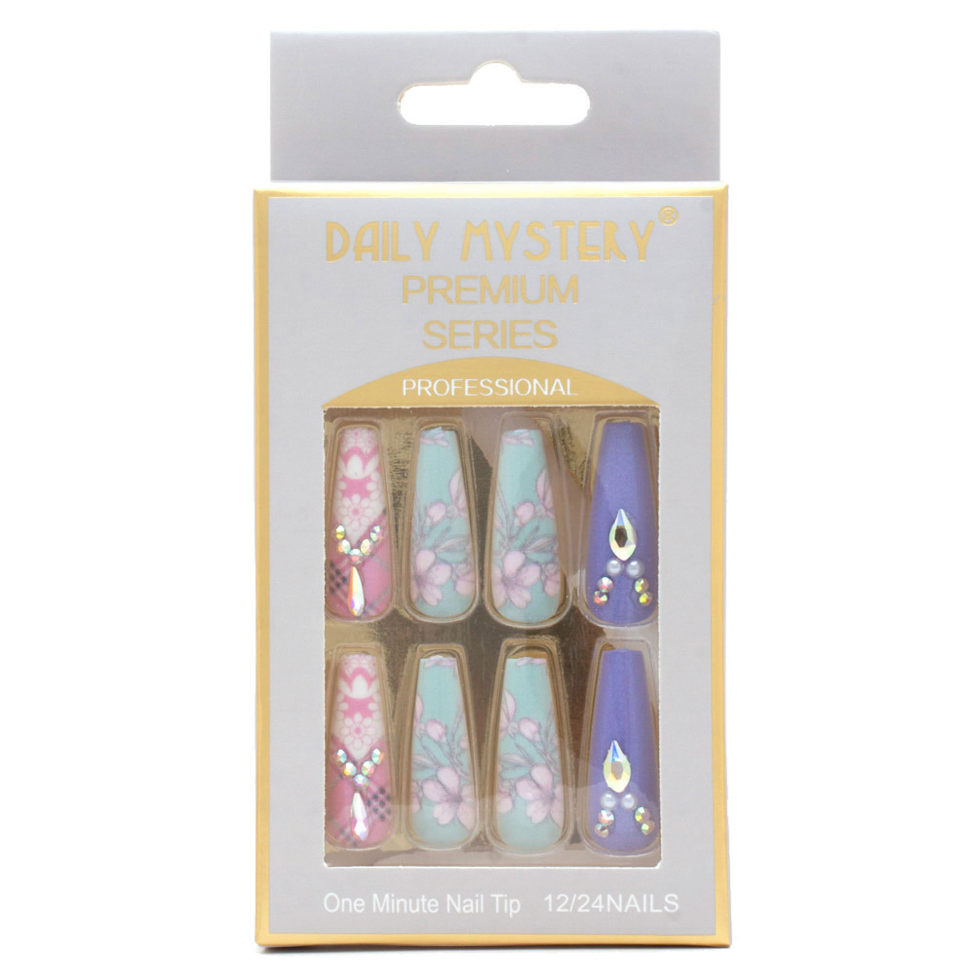 FLOWER PATTERN NAIL TIPS (12 UNITS)