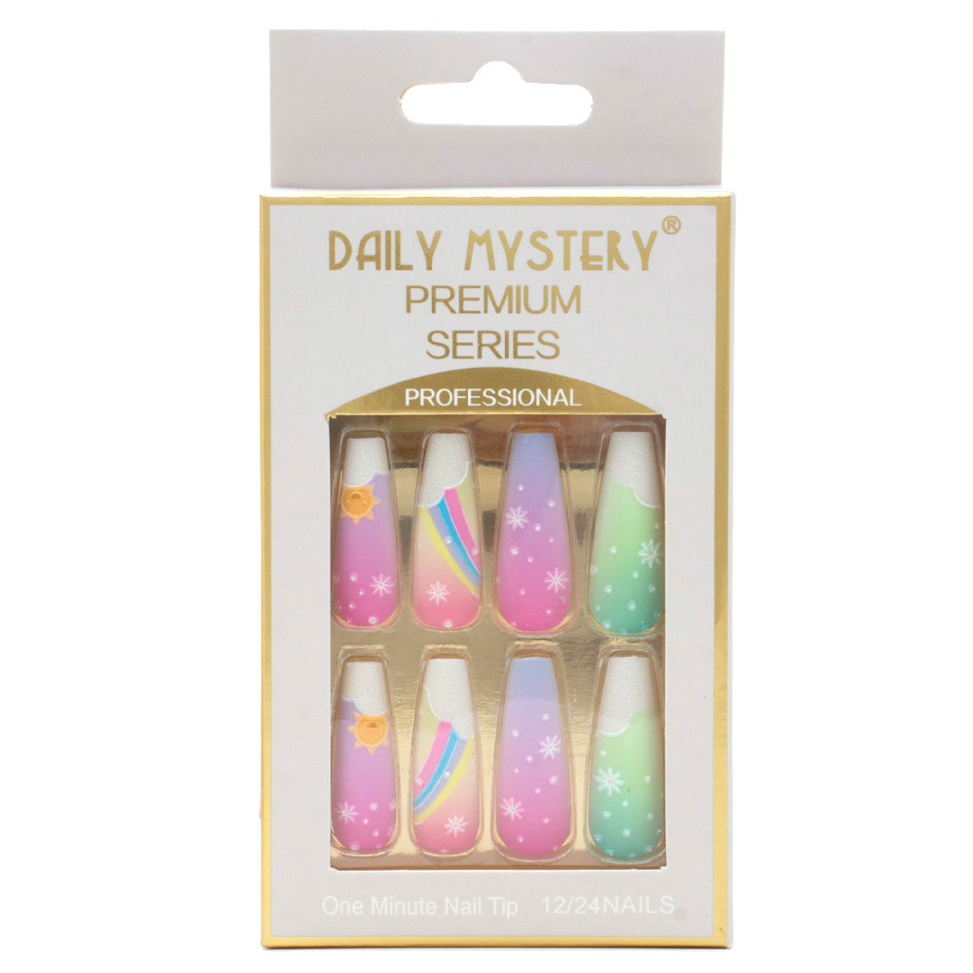 FLOWER RAINBOW SUN PATTERN NAIL TIPS