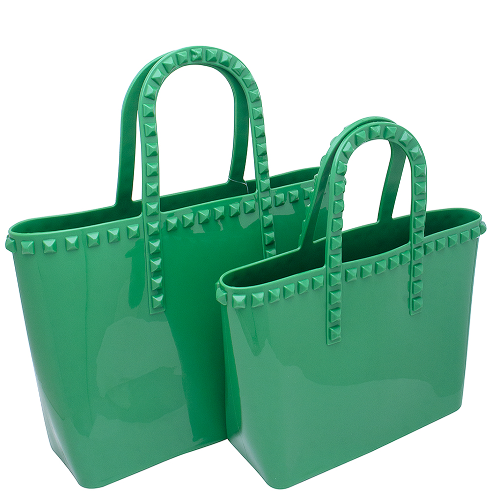 2IN1 STUD JELLY SMOOTH TOTE BAG WITH MATCHING SET