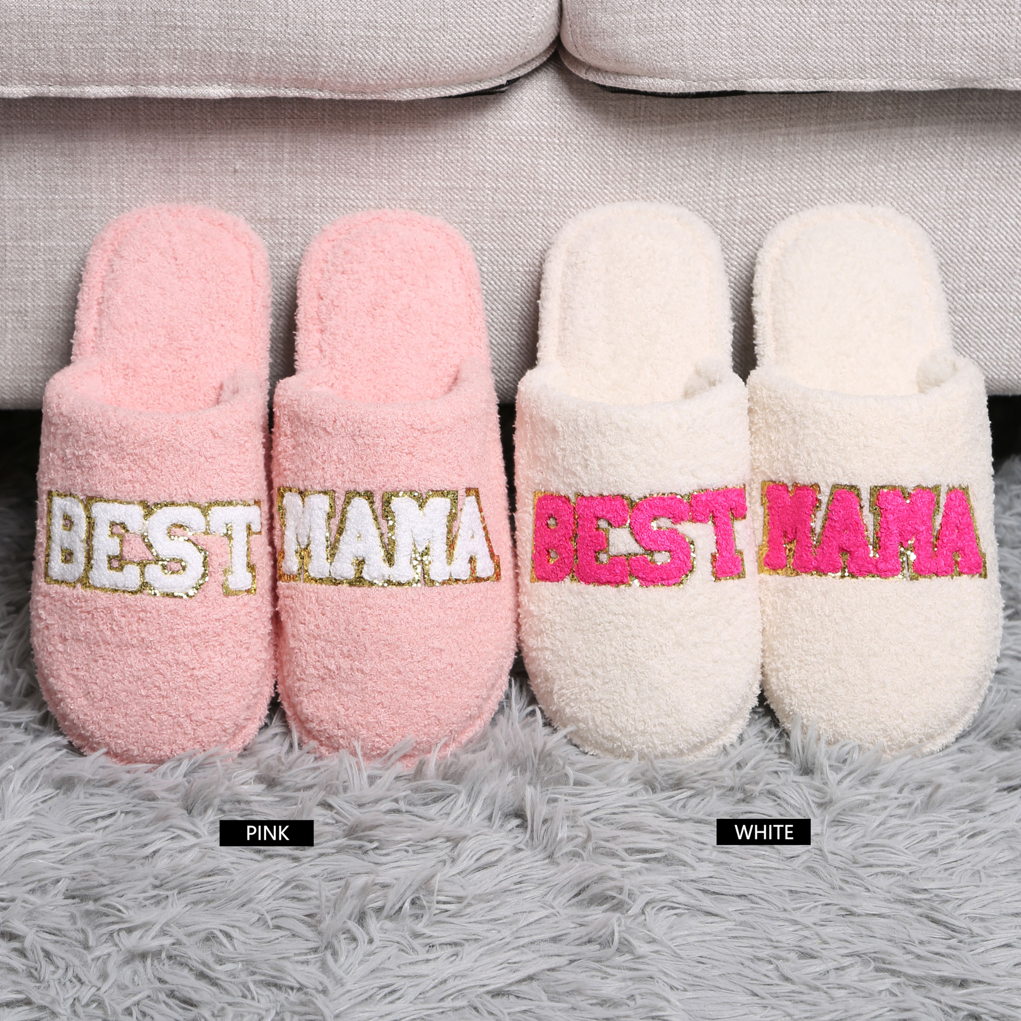 SEQUINED BEST MAMA SLIPPER - ML SIZE