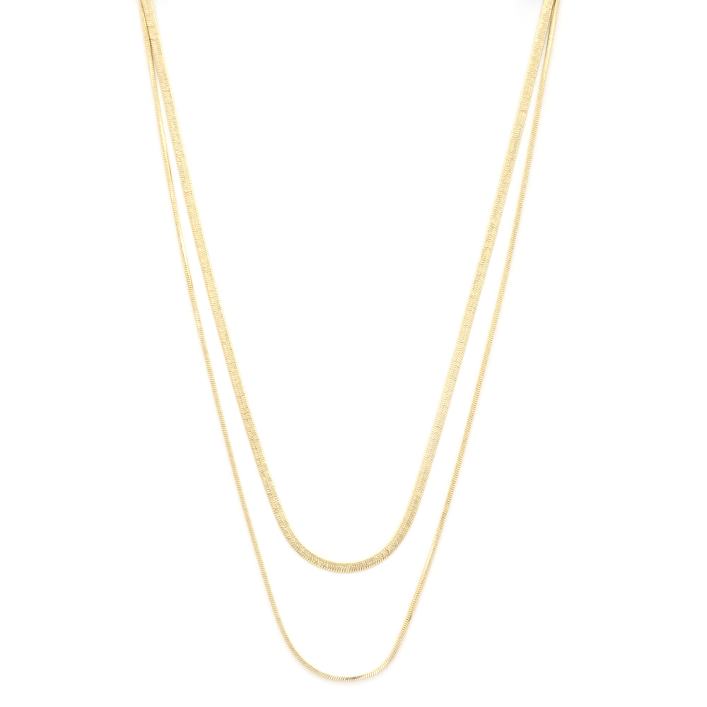 SODAJO FLAT SNAKE LAYERED GOLD DIPPED NECKLACE