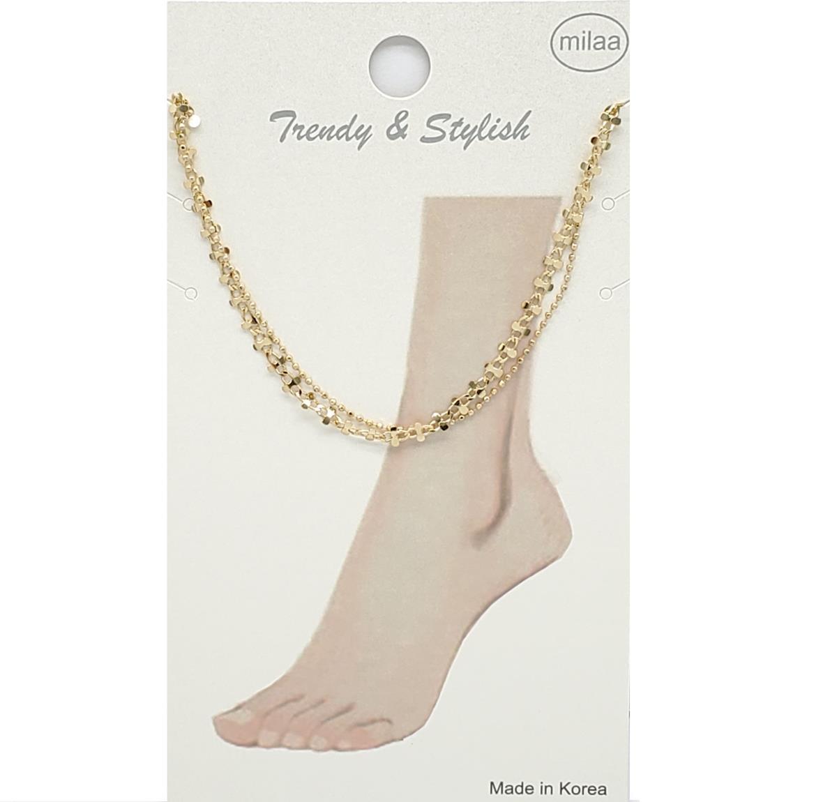 BRASS LAYERED BONE AND BALL CHAIN ANKLET