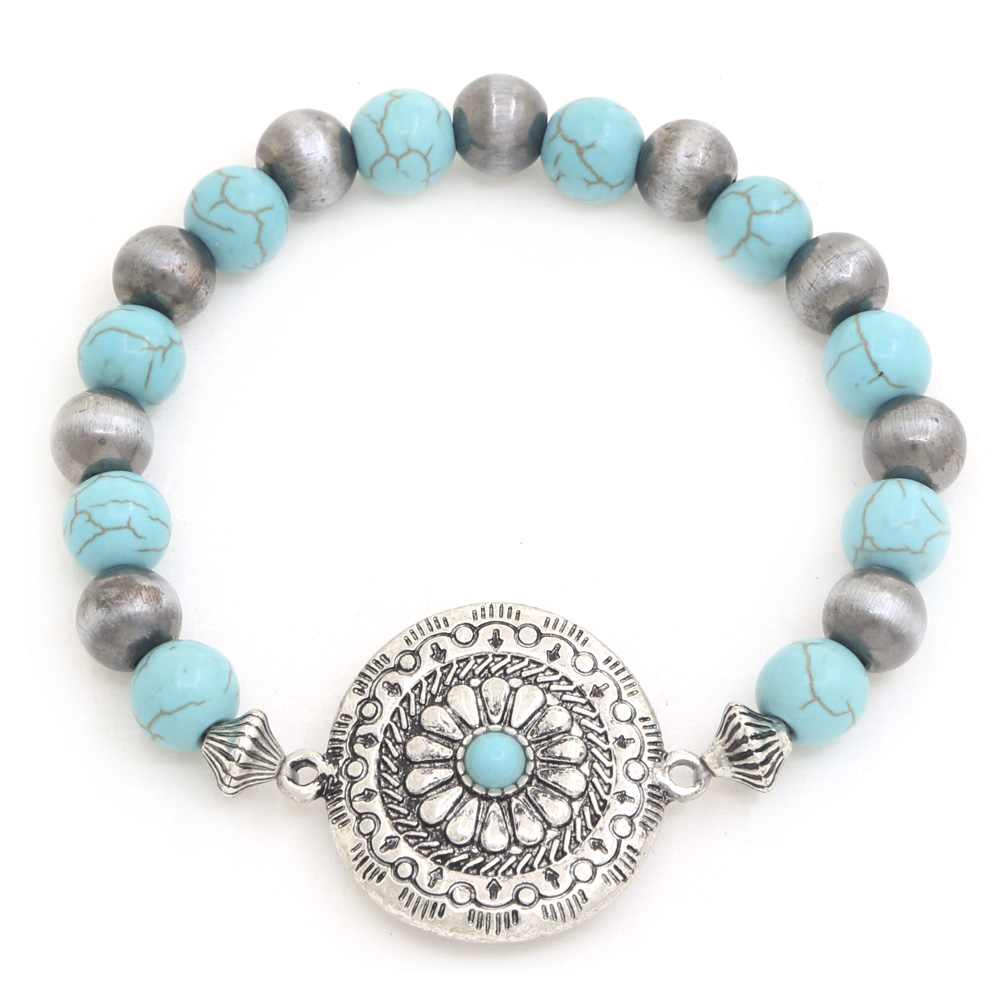 ROUND CONCHO BEADED BRACELET