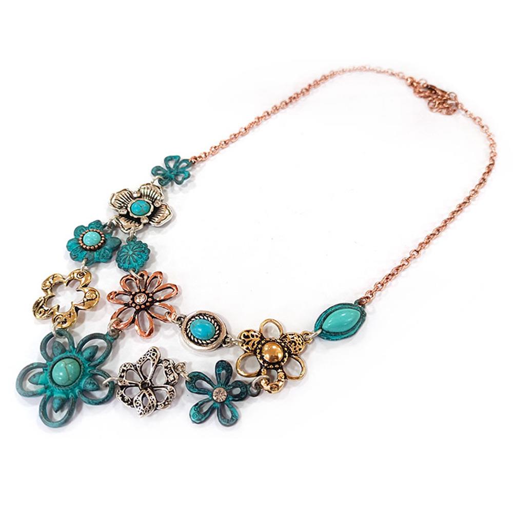 FLOWER METAL LINK NECKLACE
