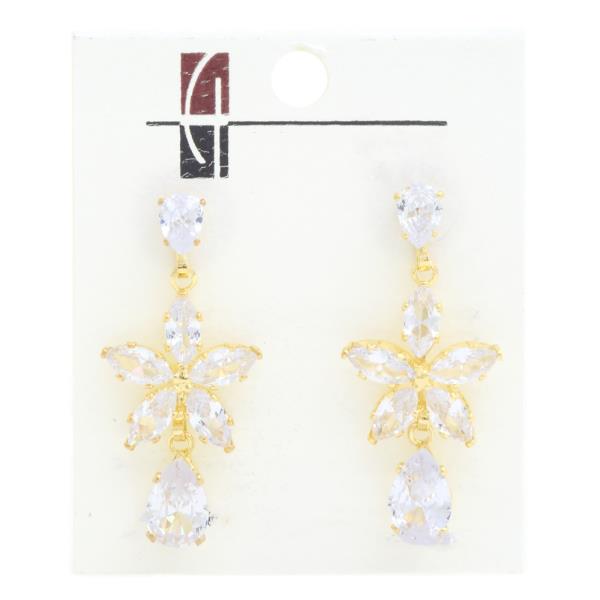 FLOWER TEARDROP RHINESTONE EARRING