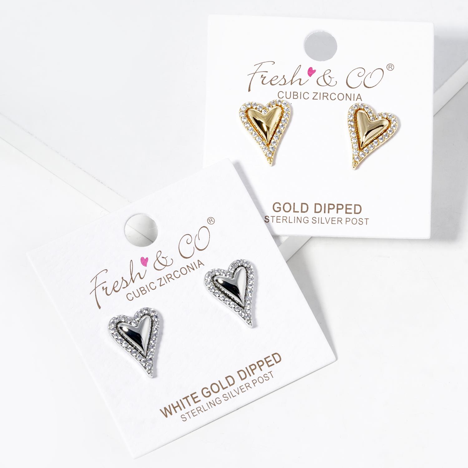 GOLD DIPPED HEART STUD EARRING