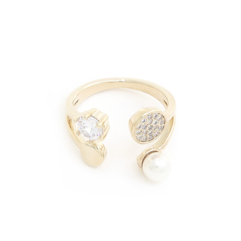SODAJO PEARL RHNESTONE ADJUSTABLE GOLD DIPPED RING