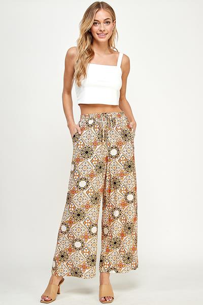 KP-1445-6 KALEIDOSCOPE PRINT WIDE LEG PANTS MULTI