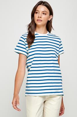 KT-1507-6 SHORT SLEEVE STRIPED TEE BLUE