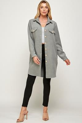 RJ-2866-6 OVERSIZED BUTTON DOWN JACKET CHARCOAL