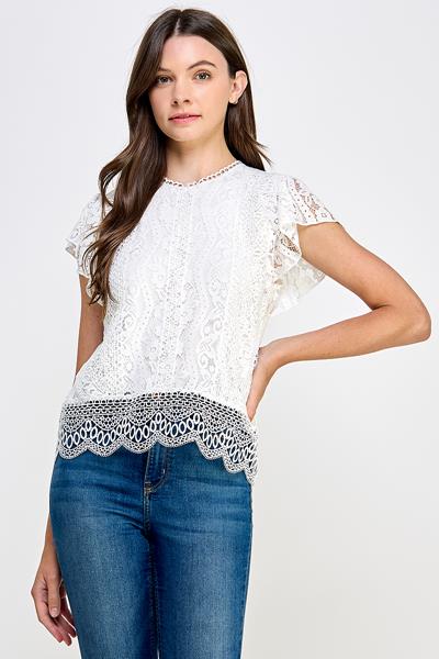 RT-3327-6 FLORAL LACE BLOUSE OFF WHITE