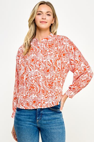 RT-3659-6 PAISLEY PRINT BLOUSE RED