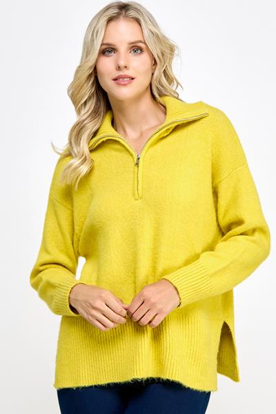 RT-3682-6 HALF-ZIP PULLOVER SWEATER LIME