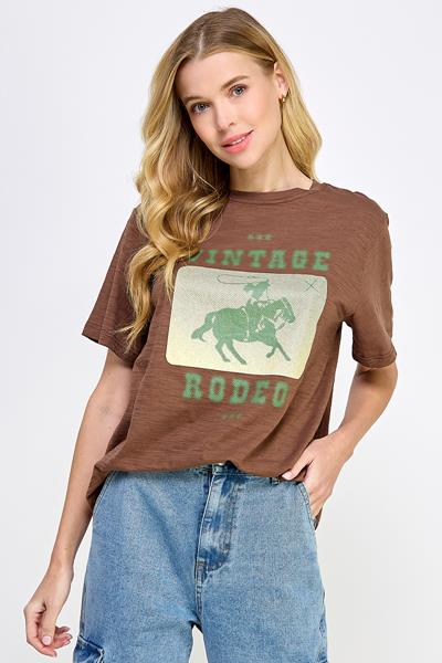 RT-3687-6 VINTAGE RODEO GRAPHIC TEE CHOCOLATE