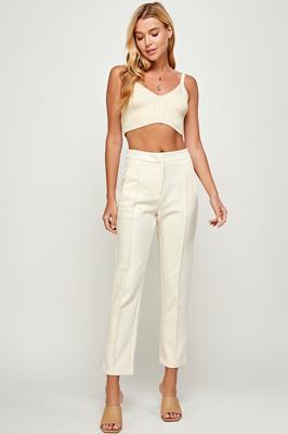 TP-9442-6 STRAIGHT CROP PANTS CREME