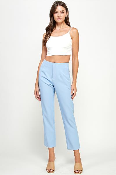 TP-9730-6 HIGH WAISTED STRAIGHT CROPPED PANT LIGHT BLUE