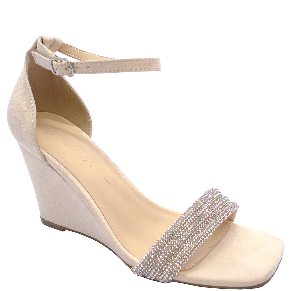 ONE BANC RHINESTONE ANKLE STRAP WEDGE 12 PAIRS