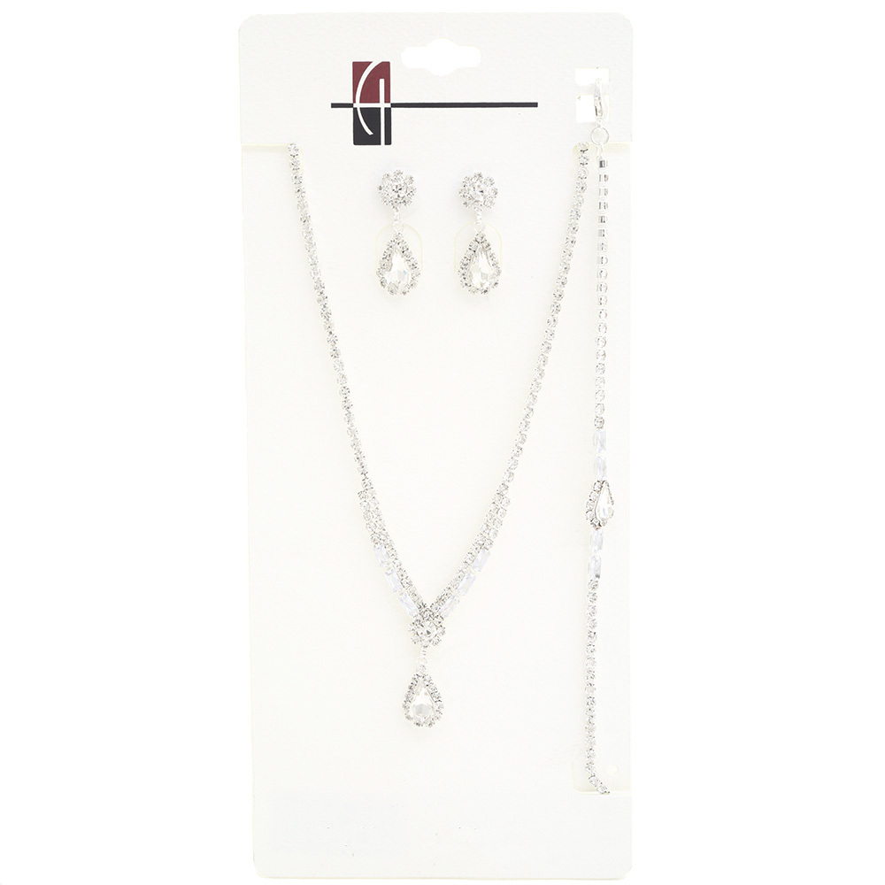 TEARDROP RHINESTONE BRACELET NECKLACE SET