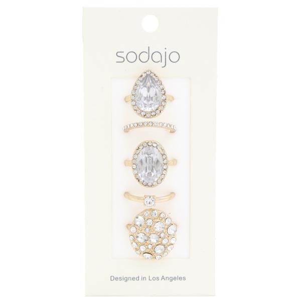 SODAJO OVAL TEARDROP ASSORTED RING SET