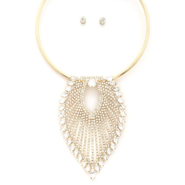RHINESTONE METAL NECKLACE