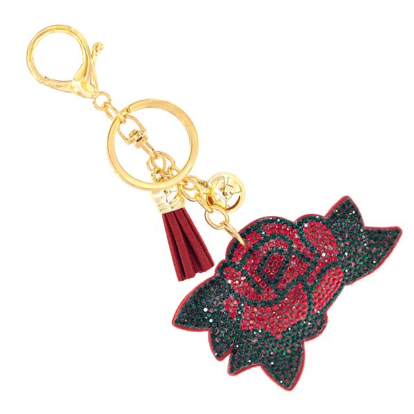 ROSE AND LEAF KEYCHAIN