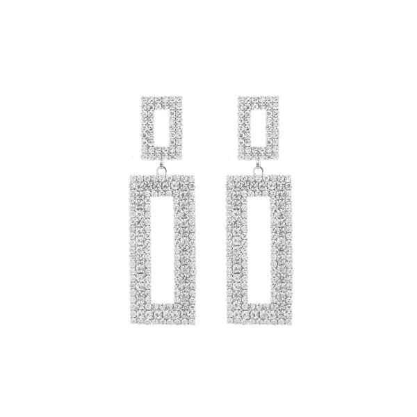 RHINESTONE RECTANGLE EARRING