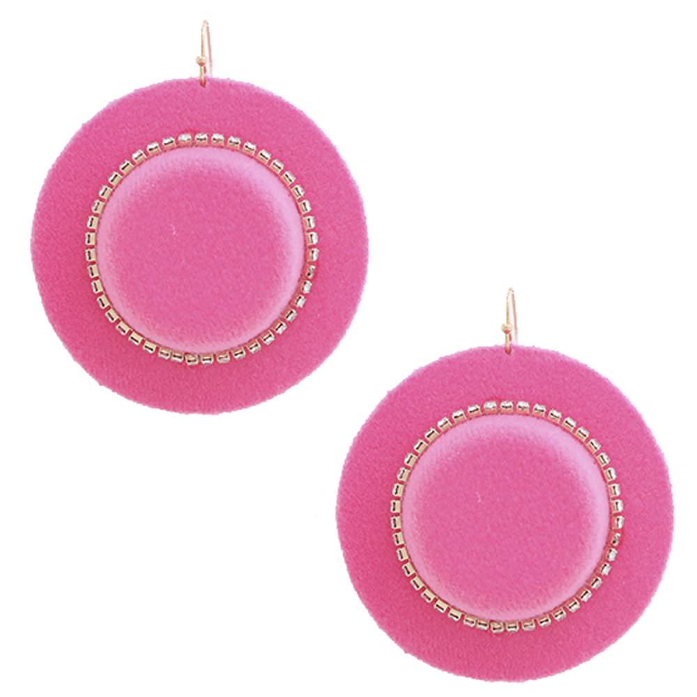 PINK STONE STRAP HAT DANGLE EARRING
