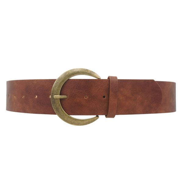 CRESCENT MOON WASHED FAUX LEATHER BELT