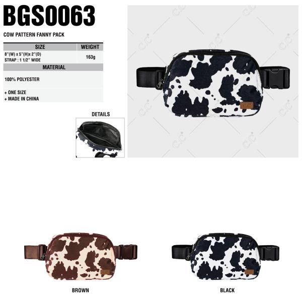 CC COW PATTERN FANNY PACK