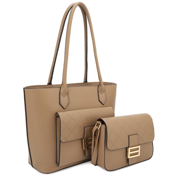 2IN1 SMOOTH DESIGN TOTE BAG WITH CROSSBODY BAG
