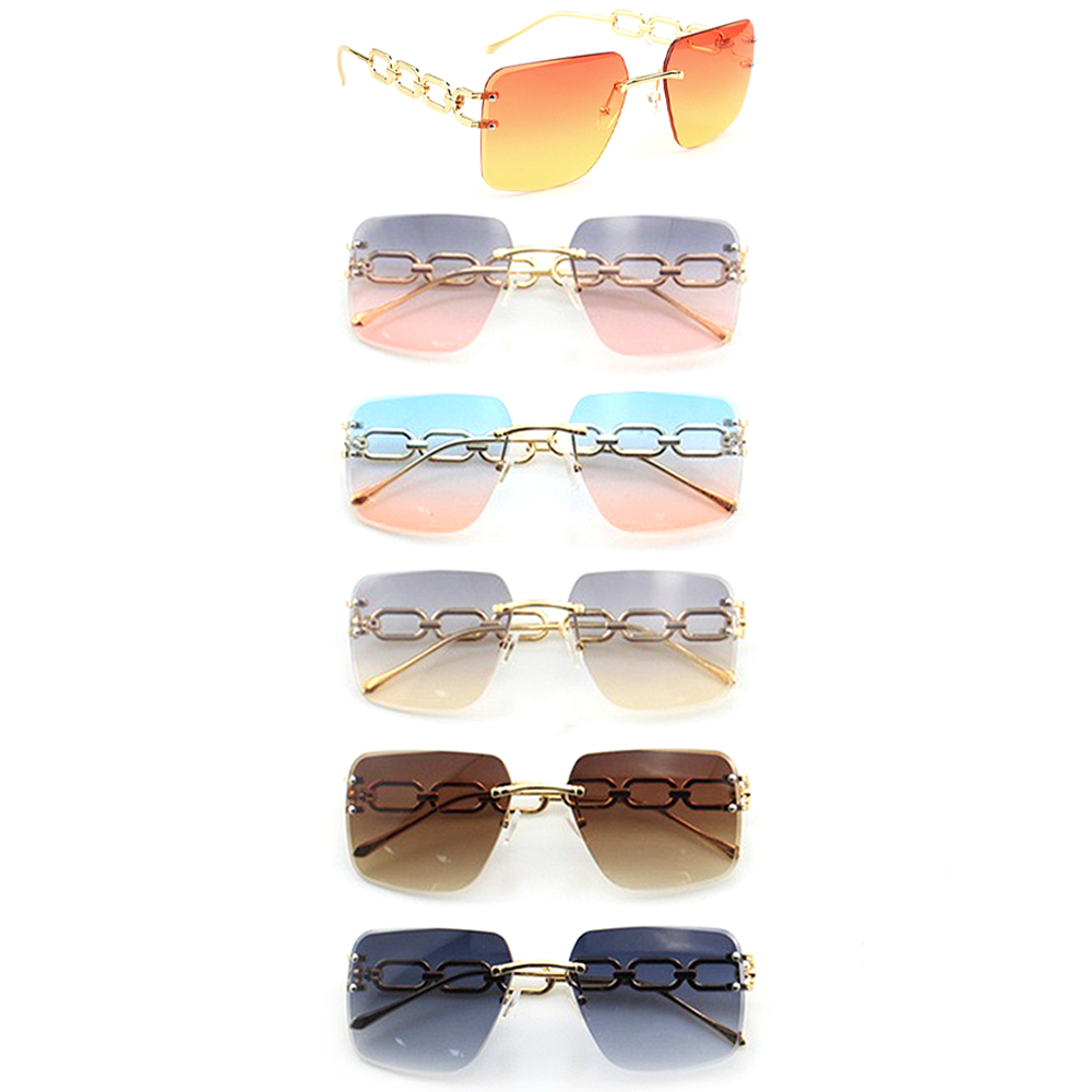 MODERN CHAIN LINK SQUARE SUNGLASSES 1DZ