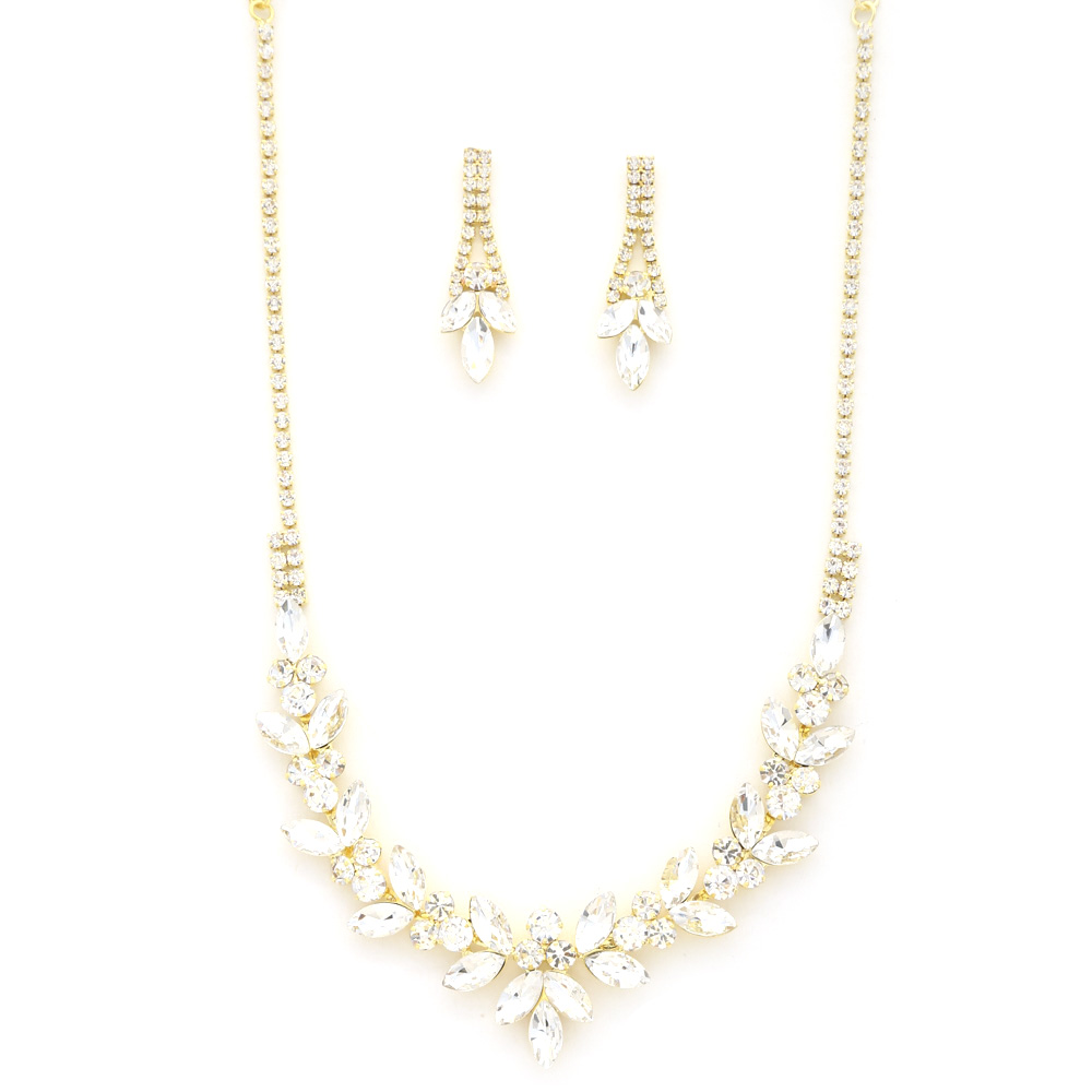 FLORAL PATTERN RHINESTONE NECKLACE