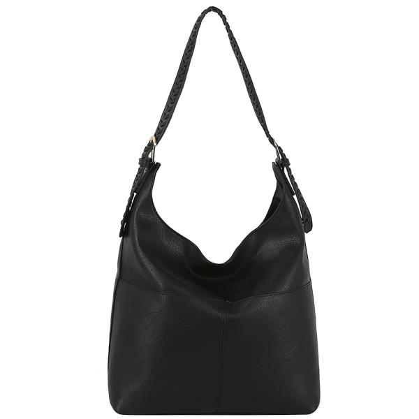 PLAIN SHOULDER ZIPPER HOBO BAG