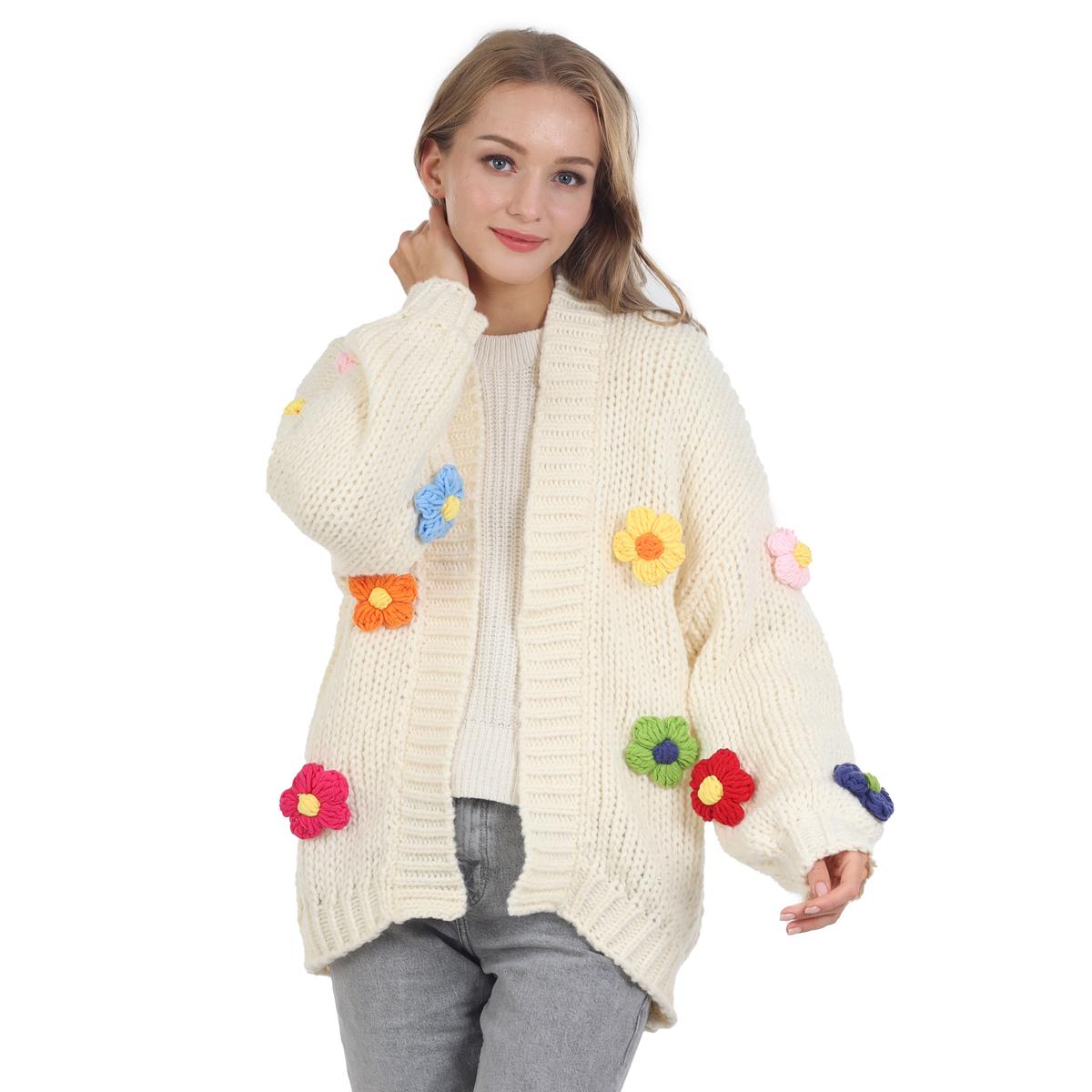 MULITCOLOR FLORAL POM CARDIGAN