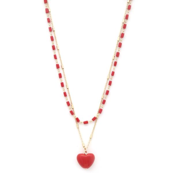 PUFFY HEART LAYERED NECKLACE