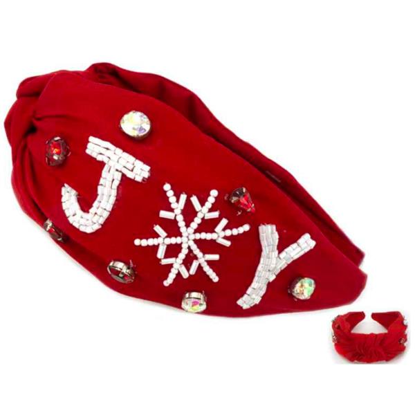 SEED BEAD CHRISTMAS JOY HEADBAND