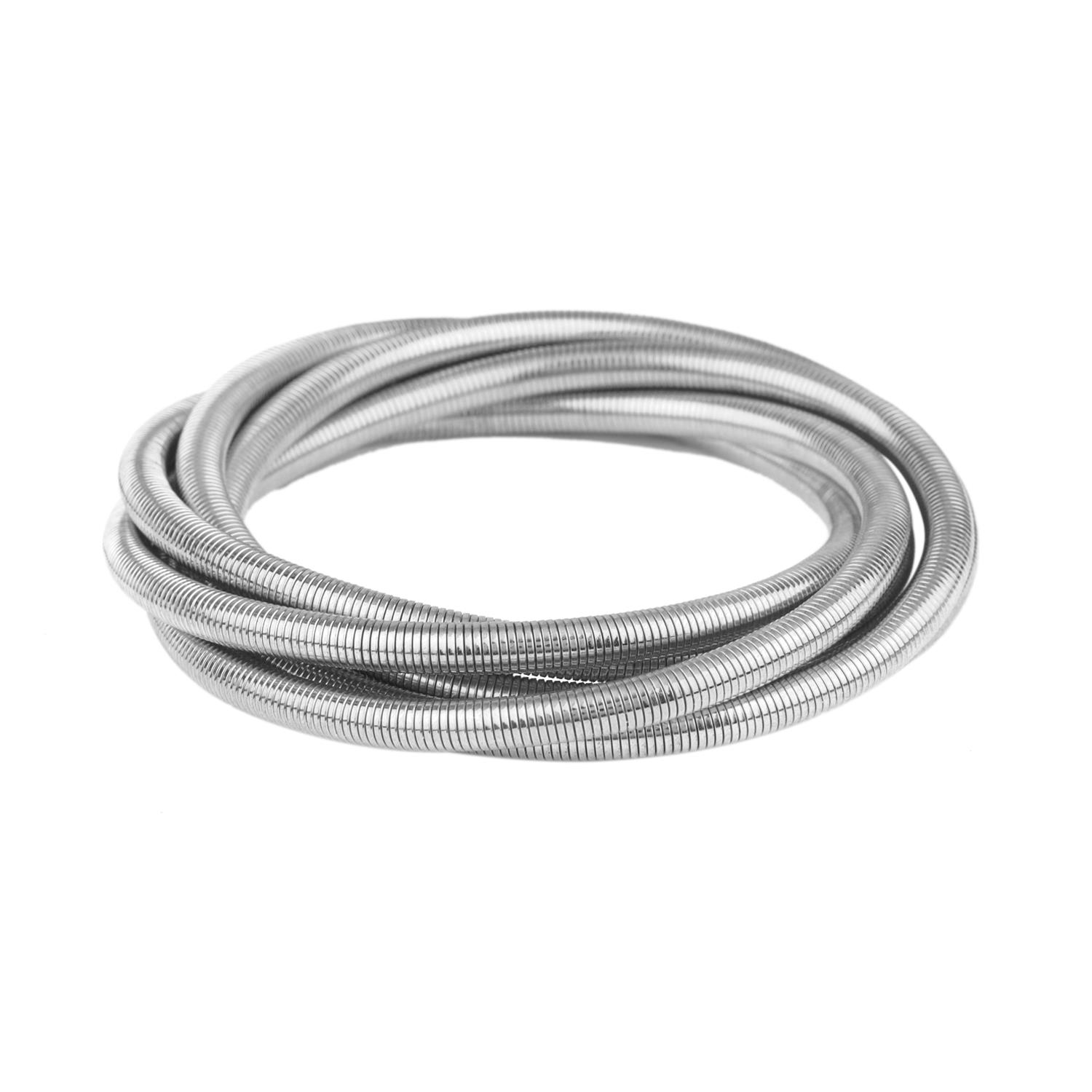 METAL HERRINGBONE LAYERED BANGLE BRACELET