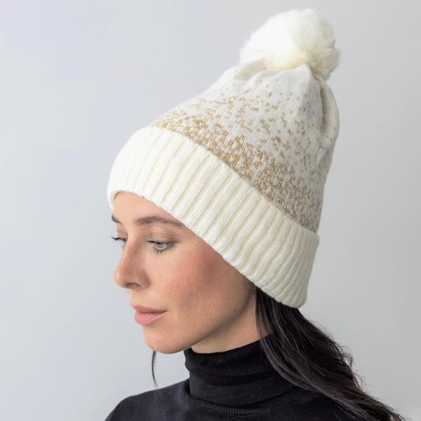 SPRINKLE POM BEANIE W/ FUR LINING