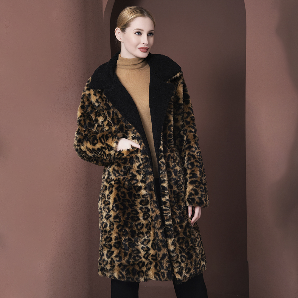 FAUX FUR LEOPARD OUTERWEAR COATS