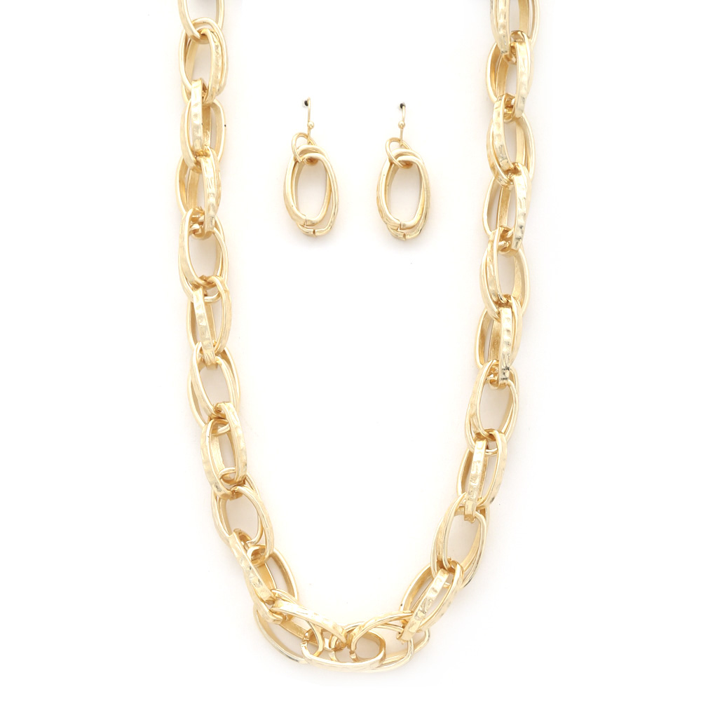 DOUBLE OVAL LINK METAL NECKLACE